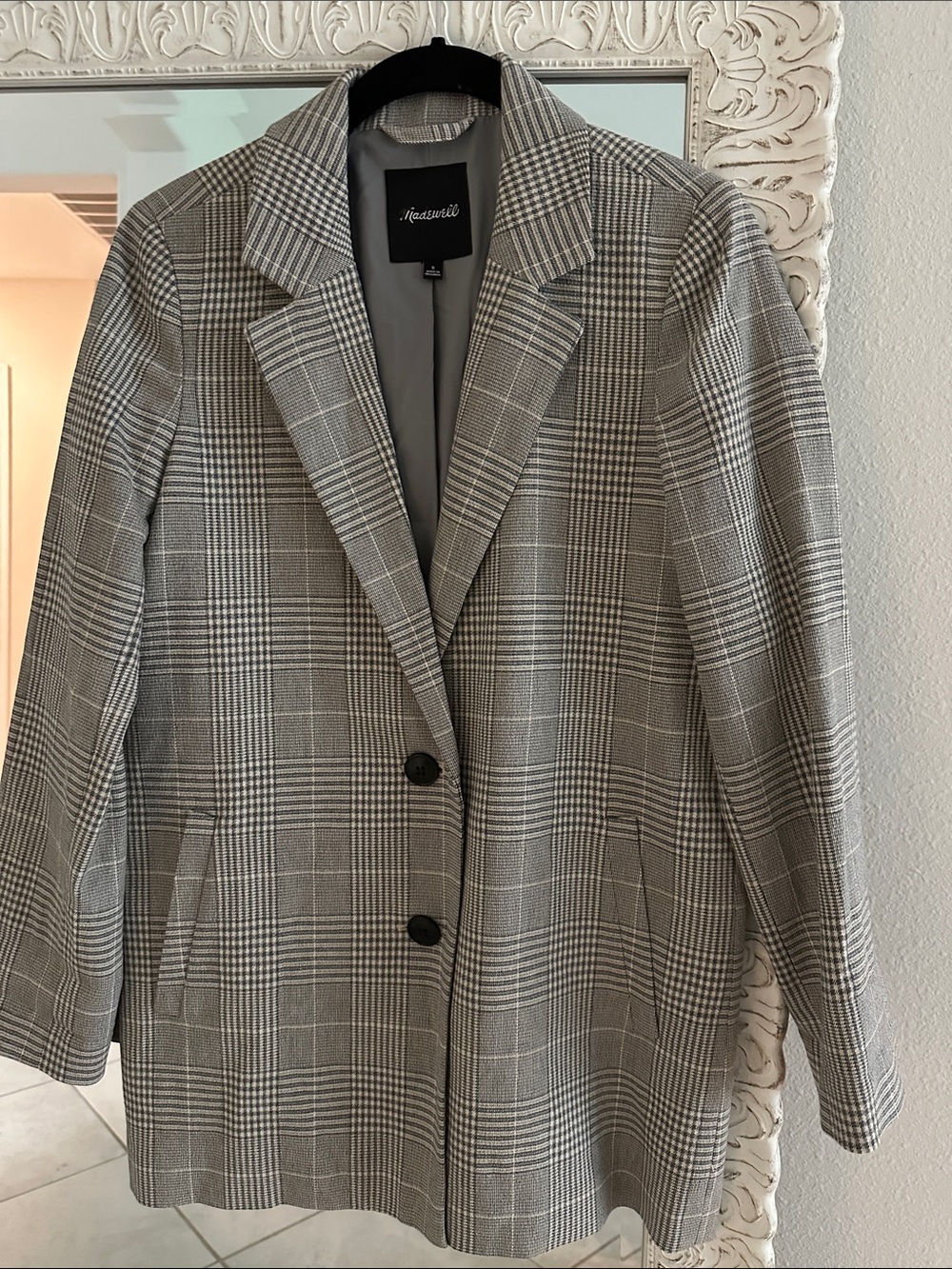 Madewell Dorset Galloway Gray Plaid Blazer